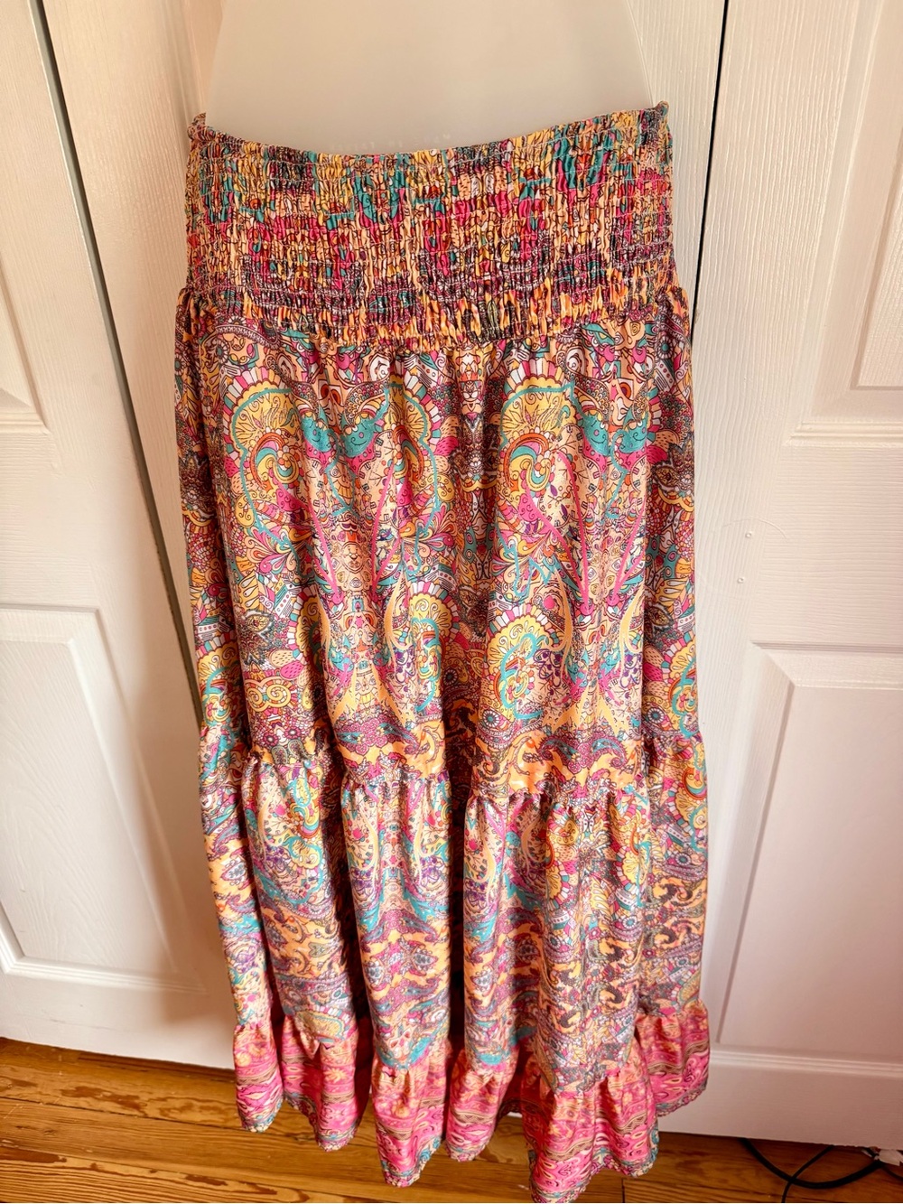 Bohemian Paisley Tiered Maxi Skirt - Multicolor